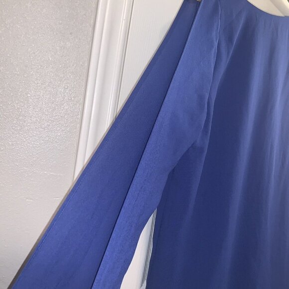 Tobi Cobalt Blue Exposed Long Sleeve Tunic Sheath V-Neck Mini Dress Medium - Picture 6 of 9